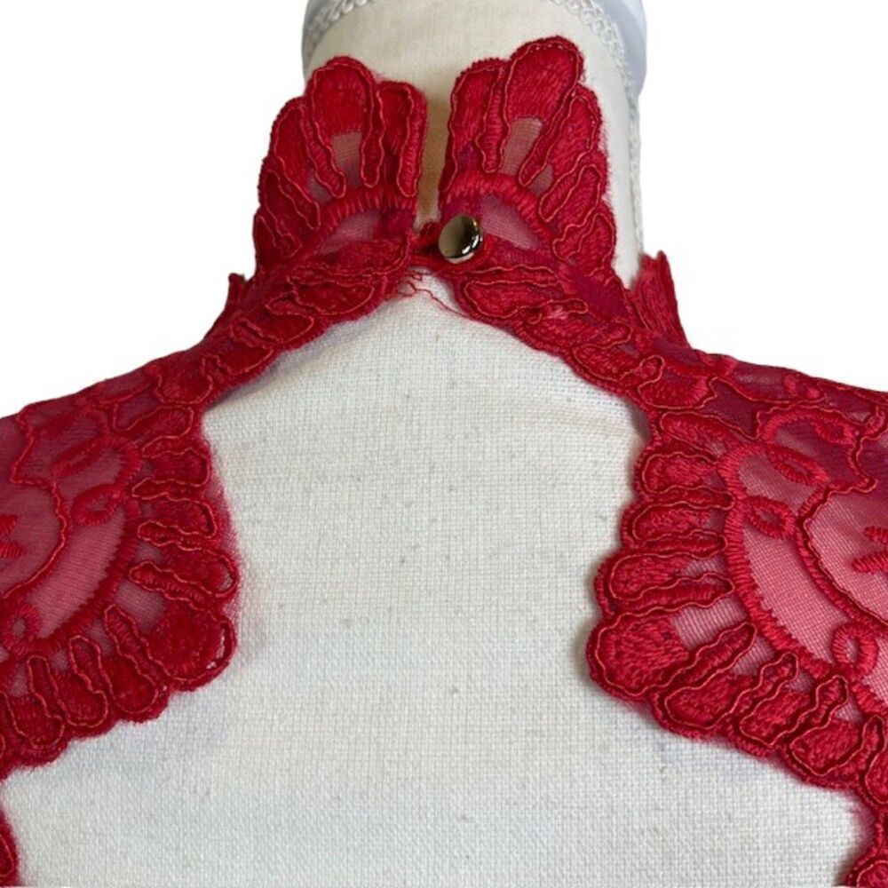 Saylor Raspberry Rita Mini Dress Open Back‎ Mock Neck Lacy Lined Size Small - Picture 7 of 15